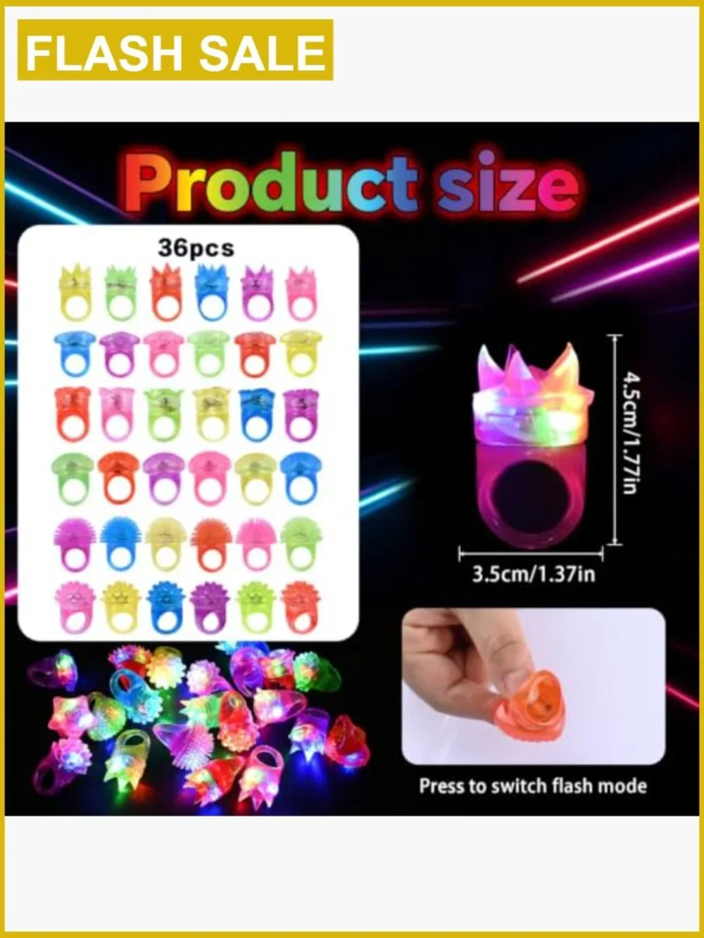 Light Up Rings Party Favors, Glow in the Dark LED Flashing Bumpy Rings, Soft